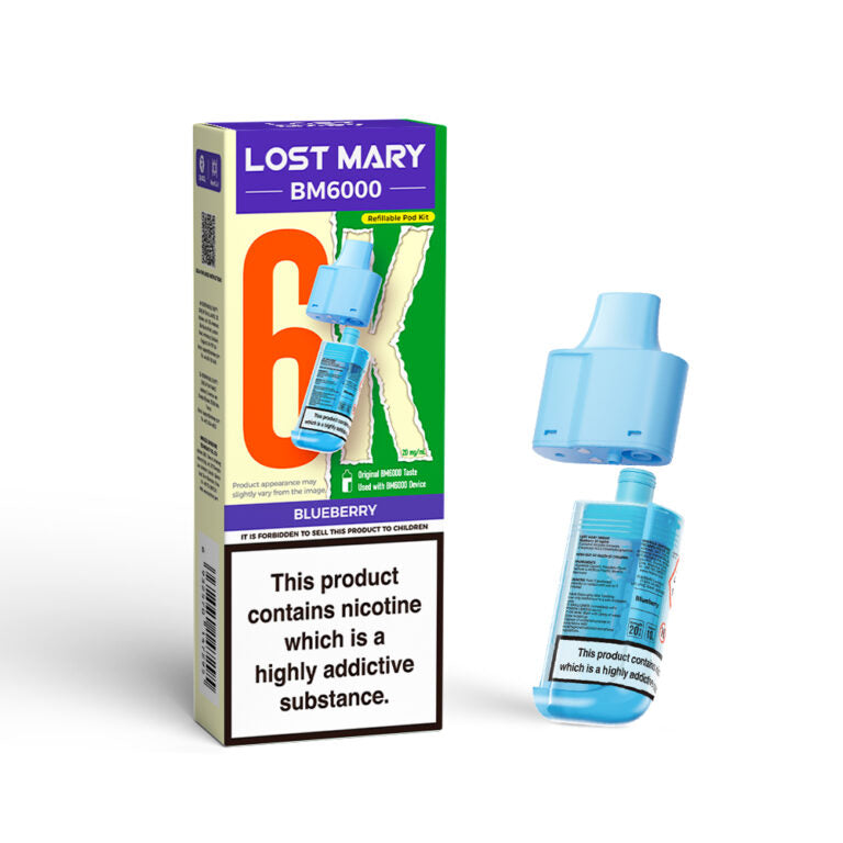 LOSTMARY BM6000 Refillable Pods, 2% Nic - 5 Packs
