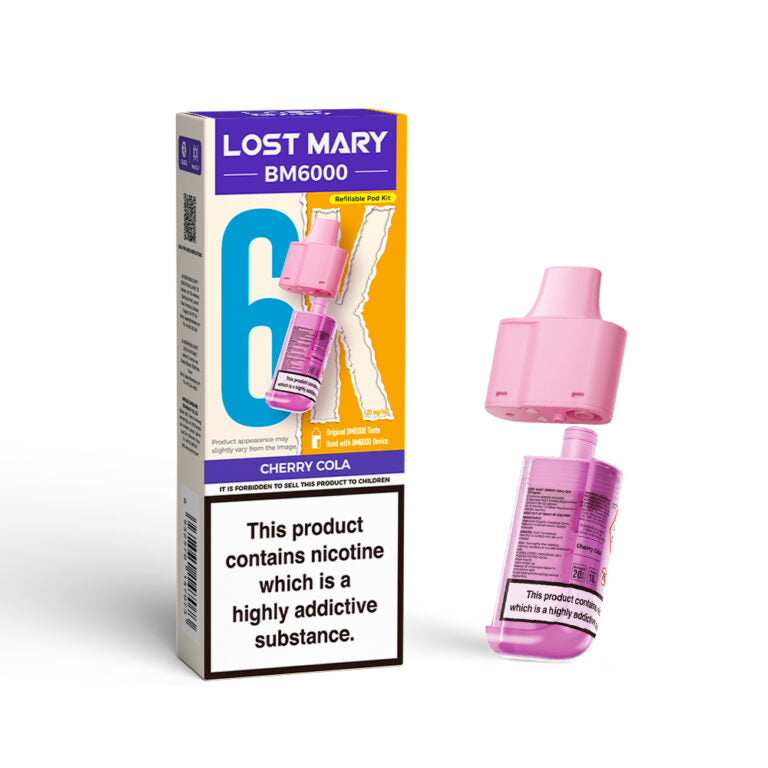 LOSTMARY BM6000 Refillable Pods, 2% Nic - 5 Packs