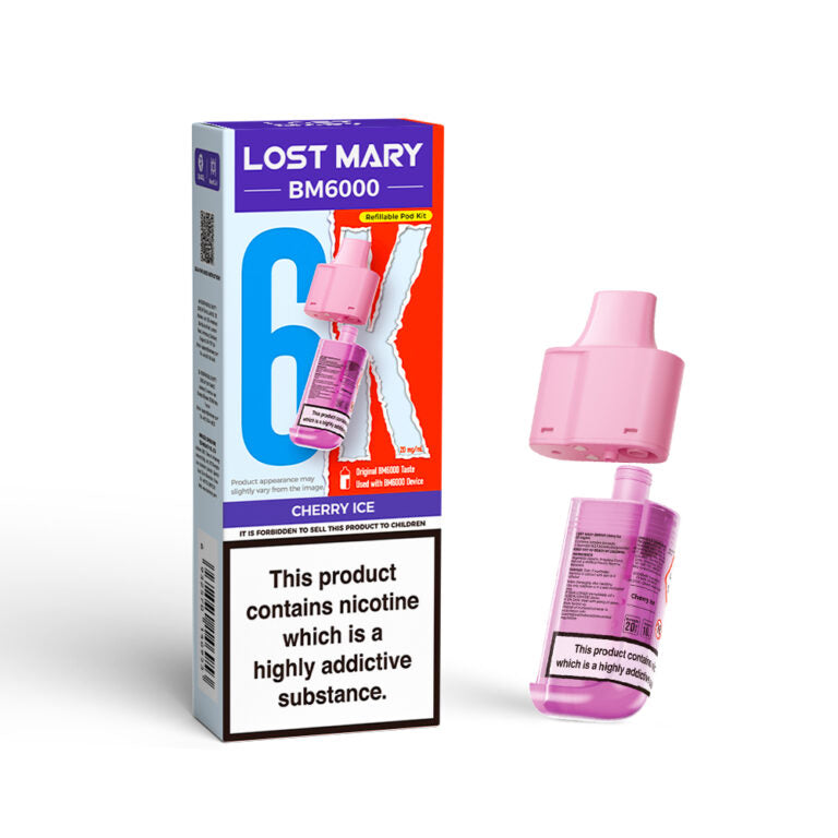 LOSTMARY BM6000 Refillable Pods, 2% Nic - 5 Packs
