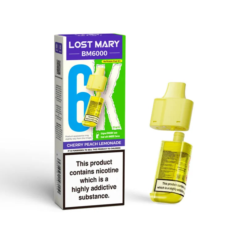 LOSTMARY BM6000 Refillable Pods, 2% Nic - 5 Packs