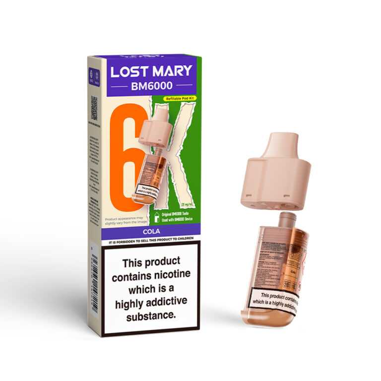 LOSTMARY BM6000 Refillable Pods, 2% Nic - 5 Packs