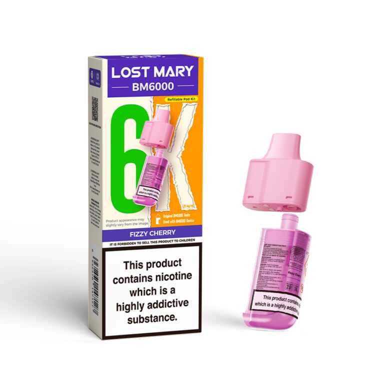 LOSTMARY BM6000 Refillable Pods, 2% Nic - 5 Packs