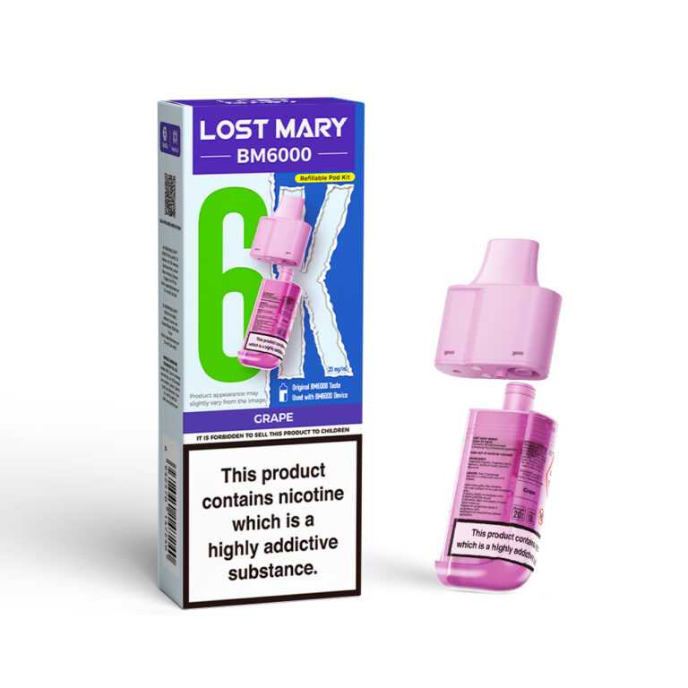 LOSTMARY BM6000 Refillable Pods, 2% Nic - 5 Packs