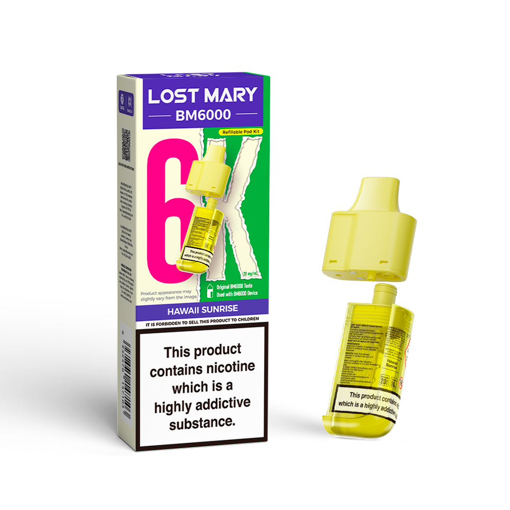 LOSTMARY BM6000 Refillable Pods, 2% Nic - 5 Packs