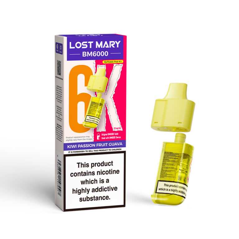 LOSTMARY BM6000 Refillable Pods, 2% Nic - 5 Packs