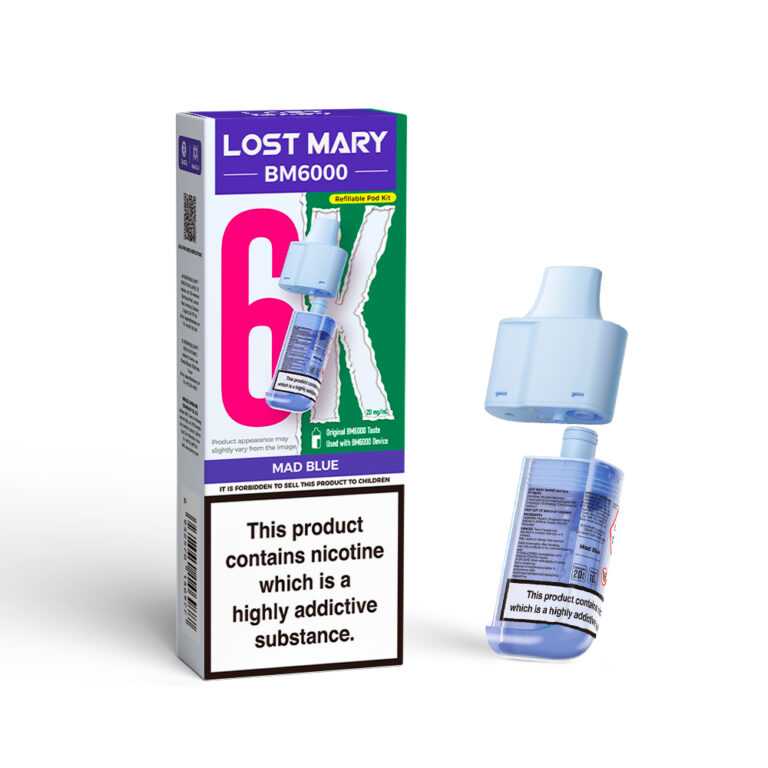 LOSTMARY BM6000 Refillable Pods, 2% Nic - 5 Packs