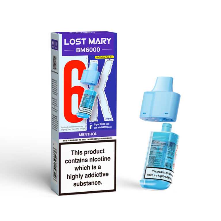 LOSTMARY BM6000 Refillable Pods, 2% Nic - 5 Packs