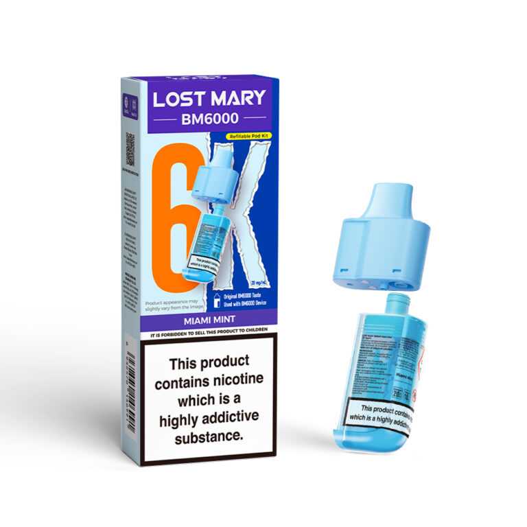LOSTMARY BM6000 Refillable Pods, 2% Nic - 5 Packs