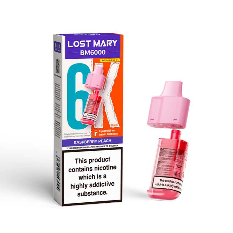 LOSTMARY BM6000 Refillable Pods, 2% Nic - 5 Packs