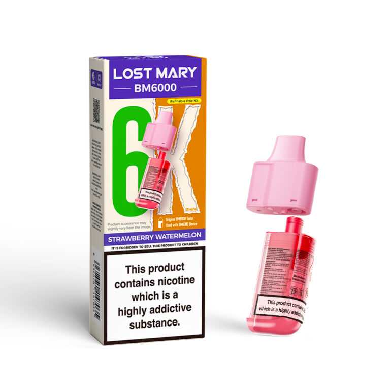 LOSTMARY BM6000 Refillable Pods, 2% Nic - 5 Packs