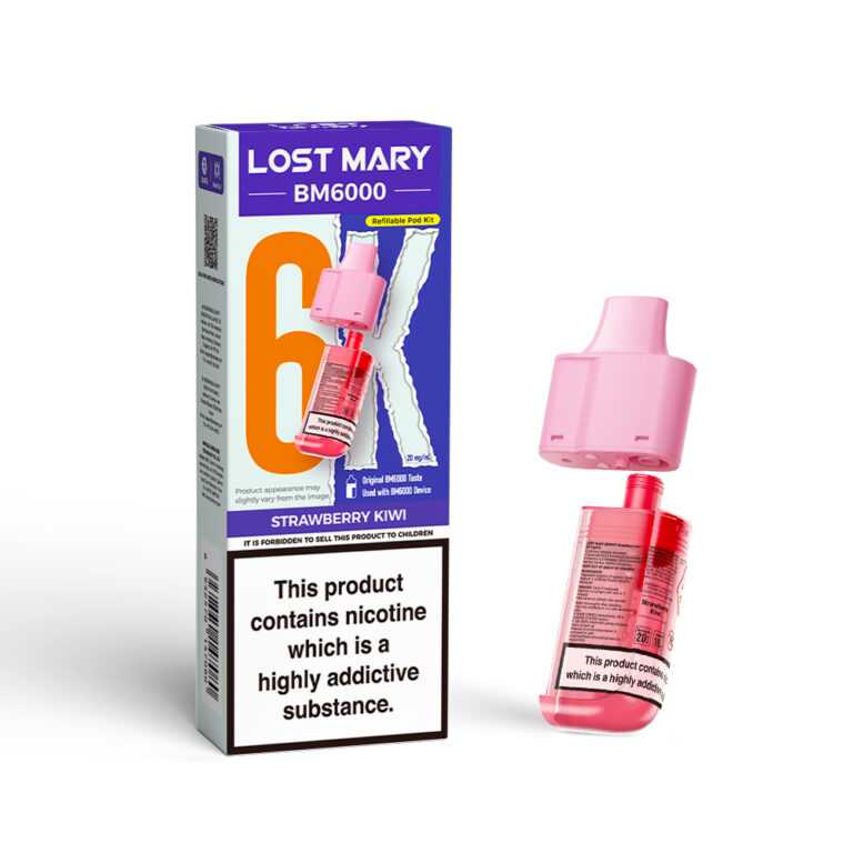 LOSTMARY BM6000 Refillable Pods, 2% Nic - 5 Packs