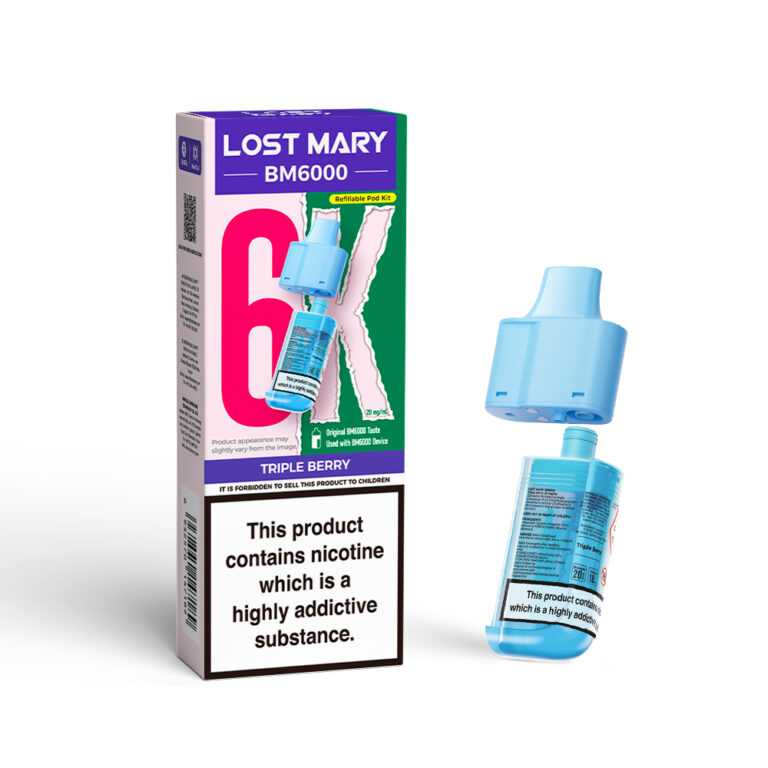 LOSTMARY BM6000 Refillable Pods, 2% Nic - 5 Packs