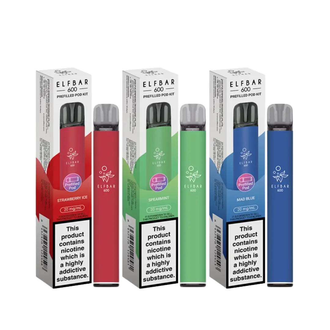 Elf bar 600 Prefilled Kit Puffs, 2% Nic, 10 Packs