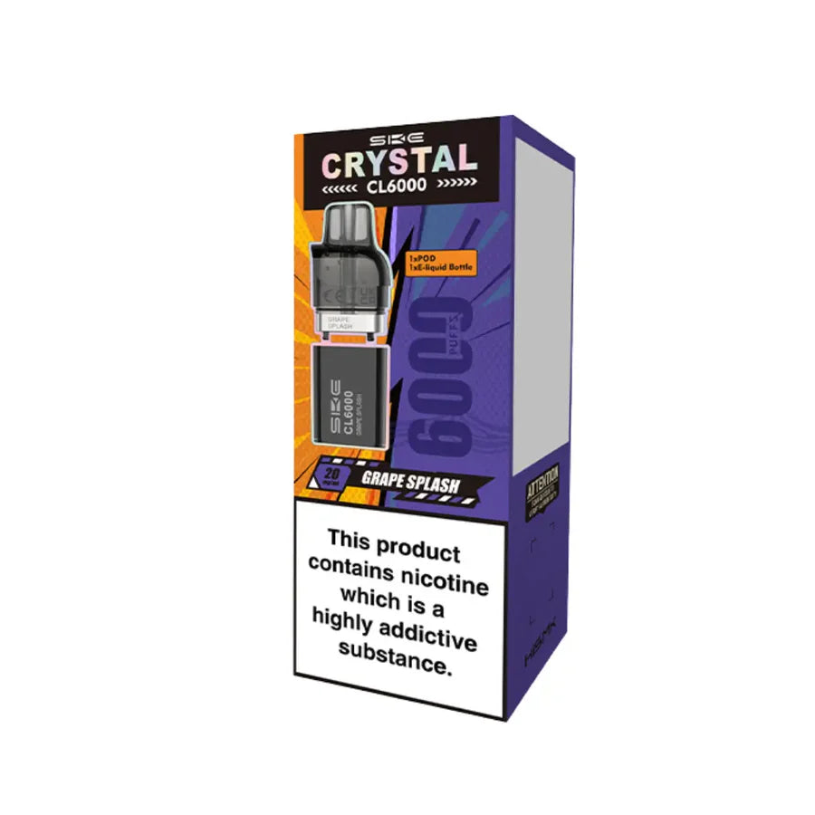 SKE Crystal CL6000 Puffs PODS TPD 2% NIC Replaceable E-liquid