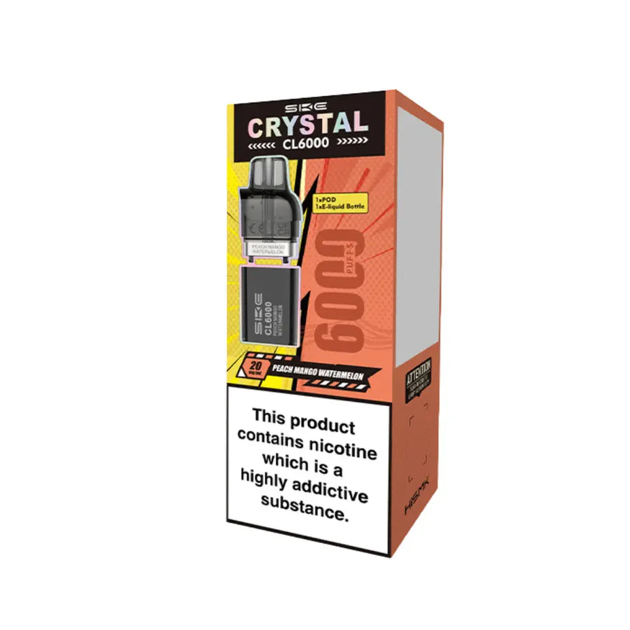 SKE Crystal CL6000 Puffs PODS TPD 2% NIC Replaceable E-liquid