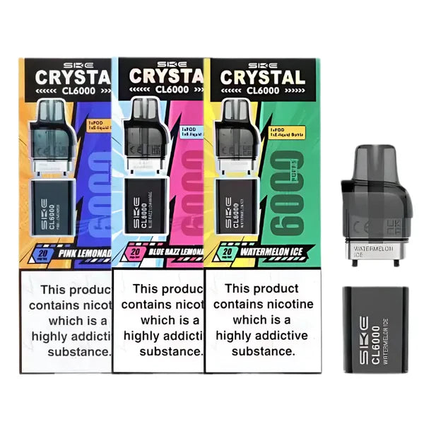 SKE Crystal CL6000 Puffs PODS TPD 2% NIC Replaceable E-liquid