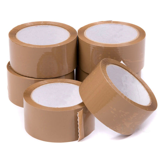 GSD 2” Brown Parcel Tape Roll – 6 Pack | Strong Packing Tape for Shipping & Storage
