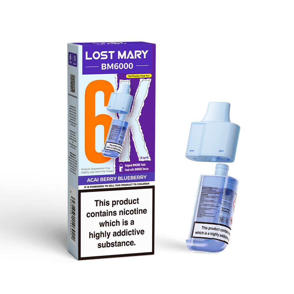 LOSTMARY BM6000 Refillable Pods, 2% Nic - 5 Packs
