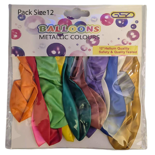 GSD Metallic Assorted Balloons – 12 Pack