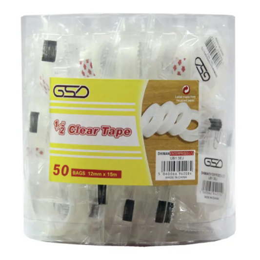 GSD Clear Jar Tapes 1/2” – 50 Pieces