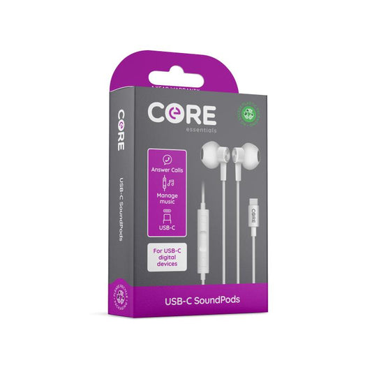Core Sounds Pods USB-C – 1 Pack | Wired Earphones for Android & USB-C Devices