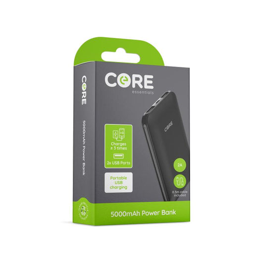 Core+ 5000mAh Power Bank | Compact Portable Charger for Smartphones & Devices