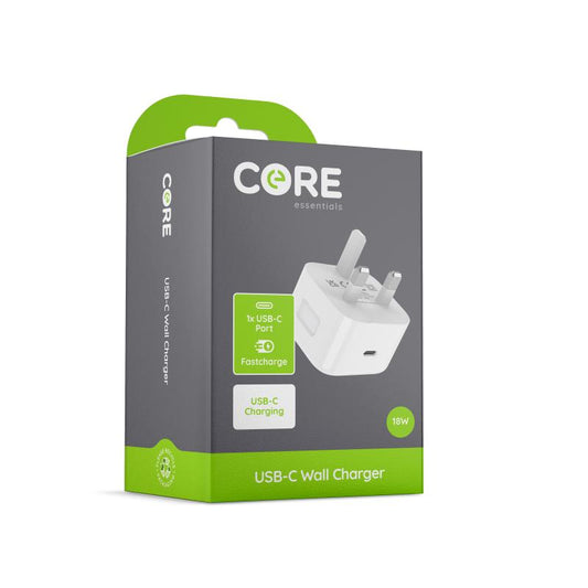 Core 18W USB-C Fast Wall Charger | Compact Power Adapter (1 Pack)