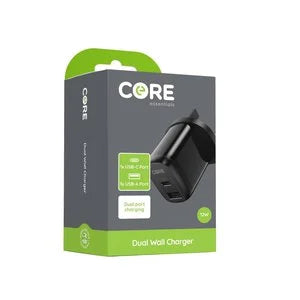 Core Dual USB Wall Charger 12W – Fast & Efficient Charging (1 Pack)