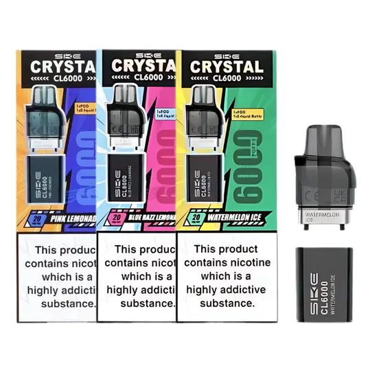 SKE Crystal CL6000 Puffs PODS TPD  2% NIC Replaceable E-liquid
