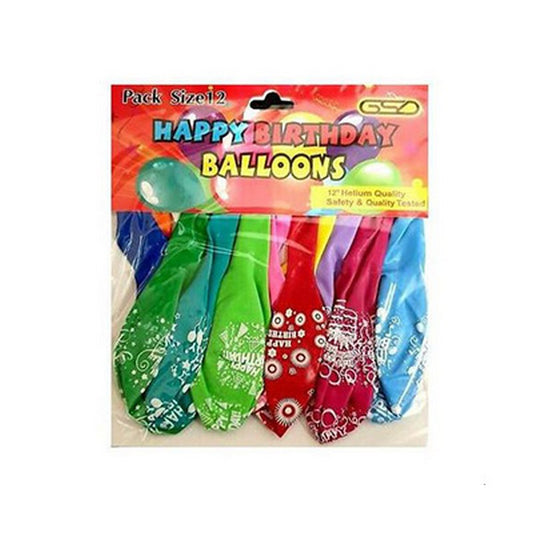 GSD Happy Birthday Balloons – 12 Pack | Colorful Balloons for Party Decorations